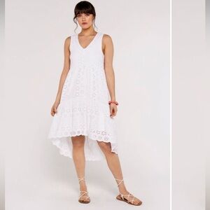 APRICOT Broderie Anglaise Mini Dress High Low NWT Romantic Eyelet Lace Cottage